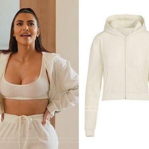 Skims Waffle Knit Hoodie Cream